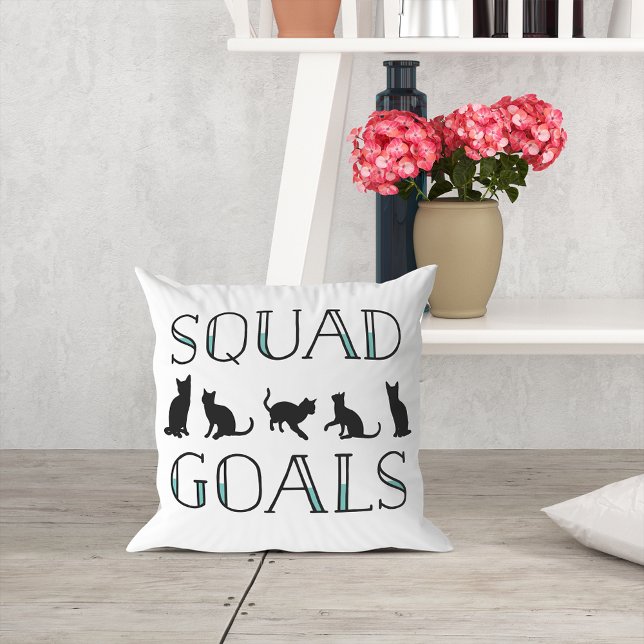 Squad Goals Cute Cat Throw Pillow (Creator Uploaded)