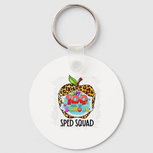 Squad Happy 100th Day Of School Face Mask Sped Ed  Keychain (Front)
