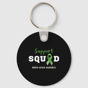 Squad Mental Health Awareness Fun Green Ribbon Keychain