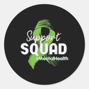 Squad Mental Health Awareness Lime Green Ribbon 1 Classic Round Sticker