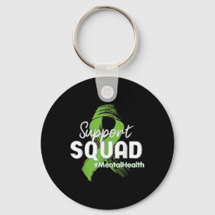 Squad Mental Health Awareness Lime Green Ribbon 1  Keychain