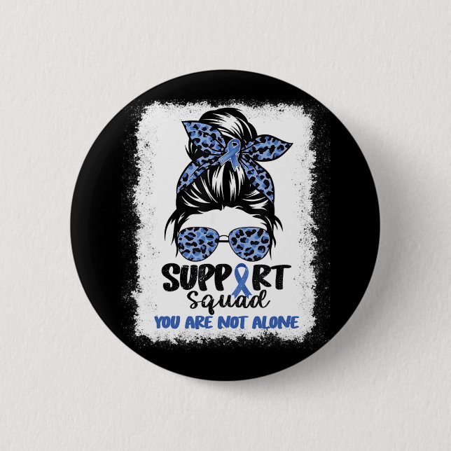 Squad Messy Bun Blue Warrior Alopecia Awareness  2 Inch Round Button (Front)