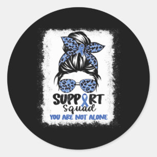 Squad Messy Bun Blue Warrior Ataxia Awareness Classic Round Sticker