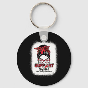 Squad Messy Bun Burgundy Ribbon Brain Aneurysm 1 Keychain