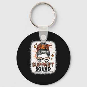 Squad Messy Bun Butterfly Orange Ribbon Leukaemia  Keychain