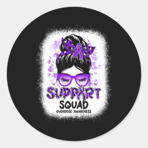 Squad Messy Bun Butterfly Purple Ribbon Overdose Classic Round Sticker