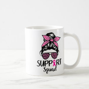 Squad Messy Bun Leopard Pink Breast Cancer Awarene Coffee Mug