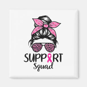 Squad Messy Bun Leopard Pink Breast Cancer Awarene Magnet