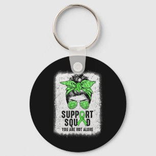 Squad Messy Bun Warrior Green Mental Health Awaren Keychain