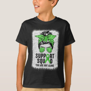 Squad Messy Bun Warrior Green Mental Health Awaren T-Shirt