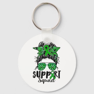 Squad Messy Bun Warrior Green Mental Health Proble Keychain