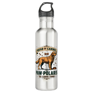 Squad of Canines Vintage Dog Pun Graphic with Gold 710 Ml Water Bottle