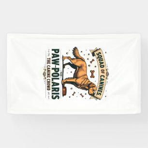 Squad of Canines Vintage Dog Pun Graphic with Gold Banner