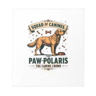 Squad of Canines Vintage Dog Pun Graphic with Gold Notepad