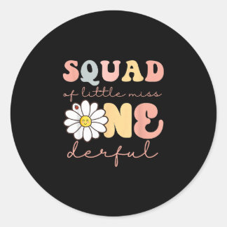 Squad of little miss onederful first bday daisy classic round sticker