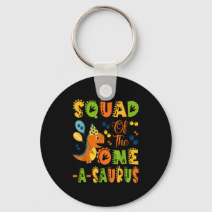 Squad Of The One-a-saurus 1st Birthday Dinosaur Pa Keychain
