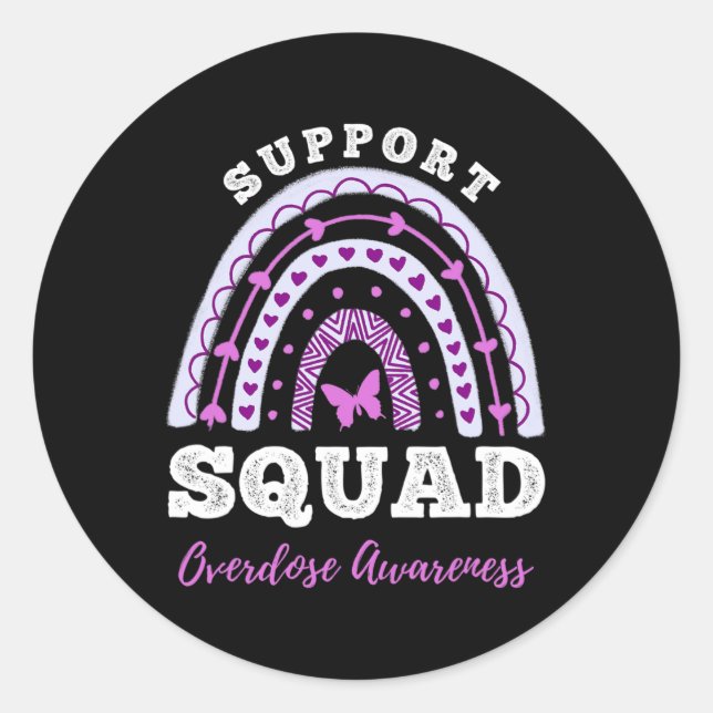 Squad Overdose Awareness Rainbow  Classic Round Sticker (Front)