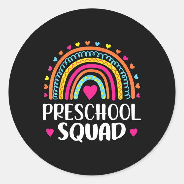 Squad Teacher Fun Rainbow Lover Back To School  Classic Round Sticker (Front)
