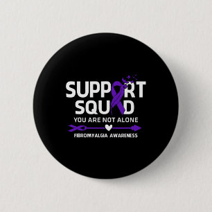 Squad Warrior Fibromyalgia Awareness Feather  2 Inch Round Button