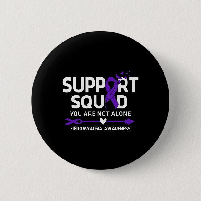 Squad Warrior Fibromyalgia Awareness Feather  2 Inch Round Button (Front)