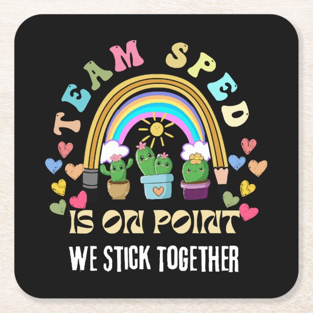 Squad we Forever Sticky for teacher Square Paper Coaster (Front)