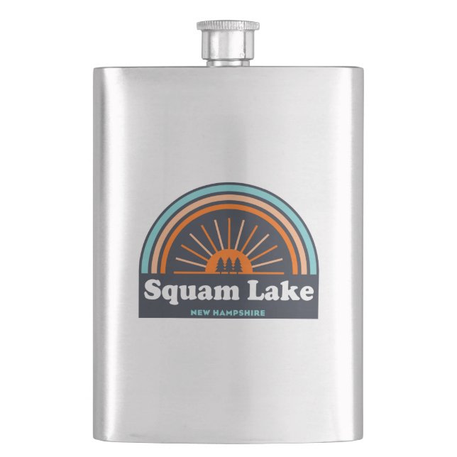 Squam Lake New Hampshire Rainbow Hip Flask (Front)