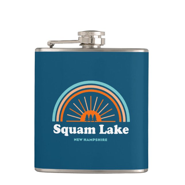 Squam Lake New Hampshire Rainbow Hip Flask (Front)