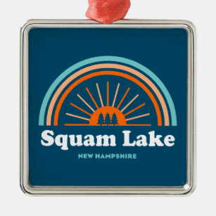 Squam Lake New Hampshire Rainbow Metal Ornament