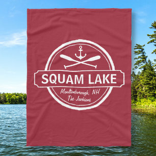Squam Lake NH personalized town, name and anchor Fleece Blanket