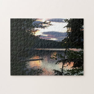Squam Lake Sunrise New Hampshire Trees Photo Jigsaw Puzzle