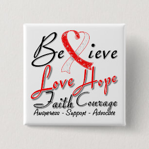 Squamous Cell Carcinoma Believe Heart Collage 2 Inch Square Button