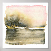 Square Abstract Landscape Watercolor Art Print