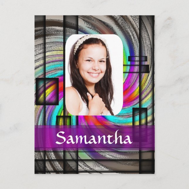 Square abstract photo template postcard (Front)