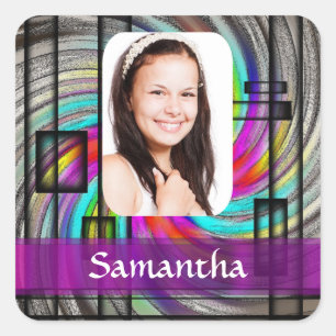 Square abstract photo template sticker