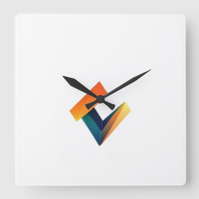  Square Acrylic Wall Clock logo designe  (Front)