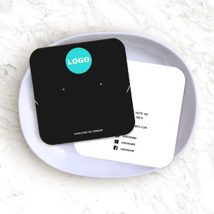 Square Add Logo Black Earring and Necklac  Display
