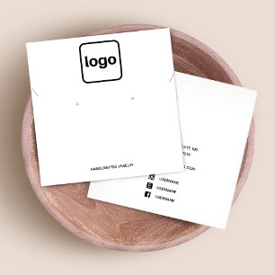 Square Add Logo White Earring and Necklac  Display
