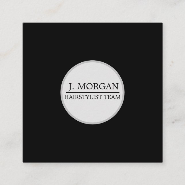 Square Add your logo custom circle black modern Square Business Card (Front)