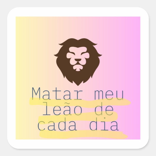 Square adhesive day lion square sticker (Front)
