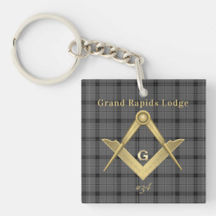 Square and Compass Plaid Keychain