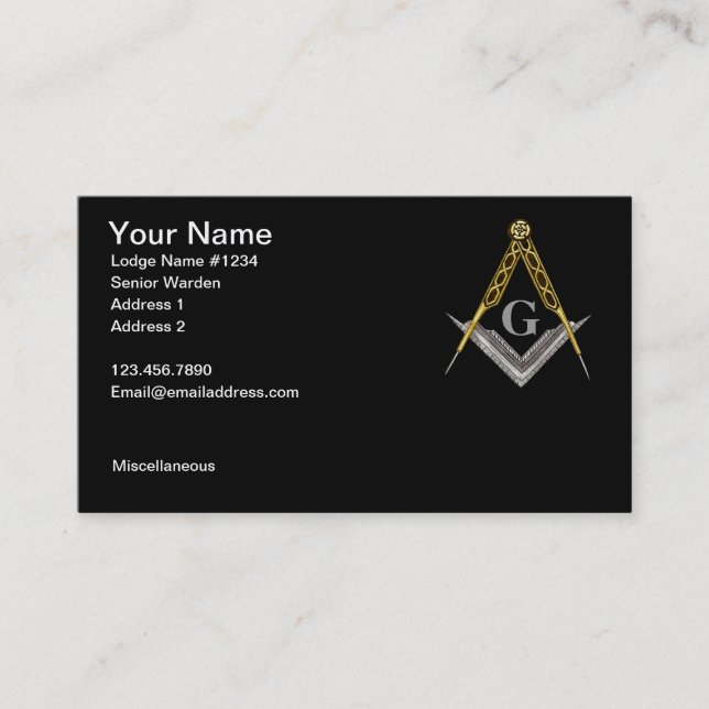 Square and Compass with All Seeing Eye Business Card (Front)