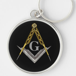Square and Compass with All Seeing Eye Keychain