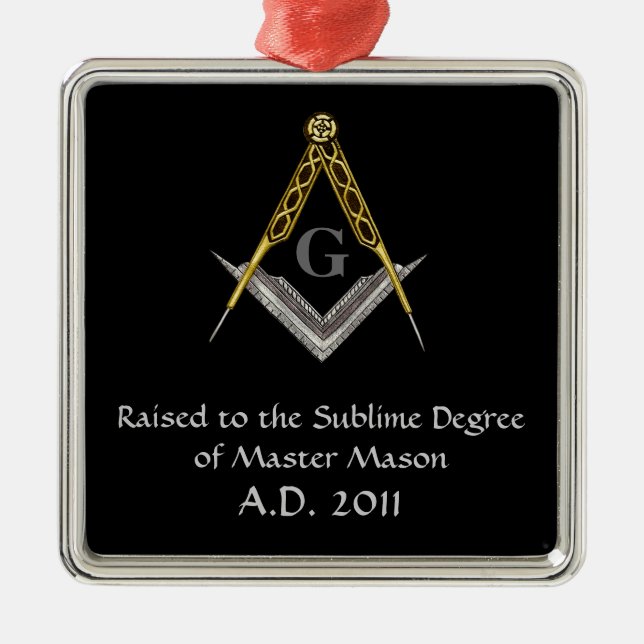Square and Compass with All Seeing Eye Metal Ornament (Front)
