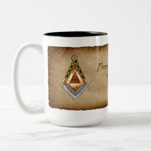 Square and Compass with All Seeing Eye Two-Tone Coffee Mug