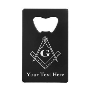 Square and Compass with Inset G Wallet Bottle Opener