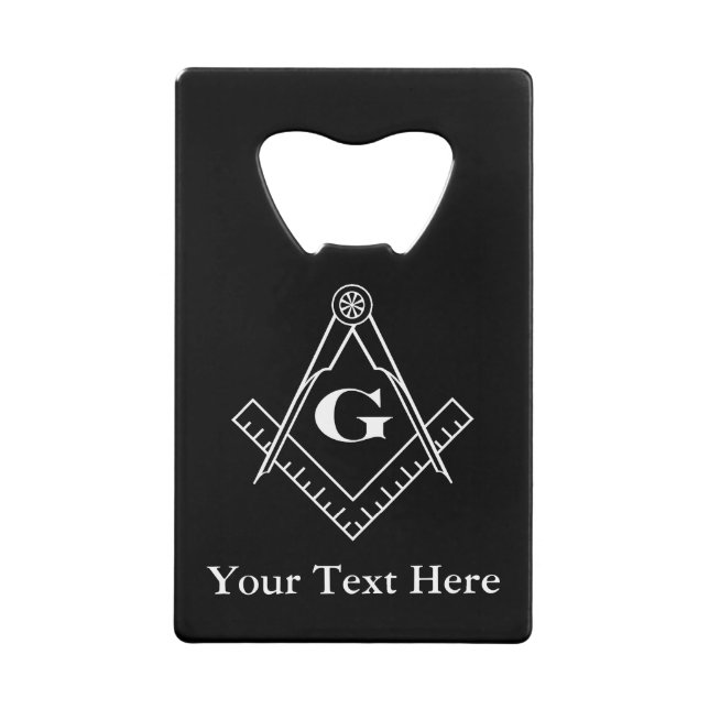 Square and Compass with Inset G Wallet Bottle Opener (Front)