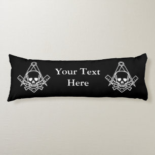 Square and Compass with Inset Skull Body Pillow