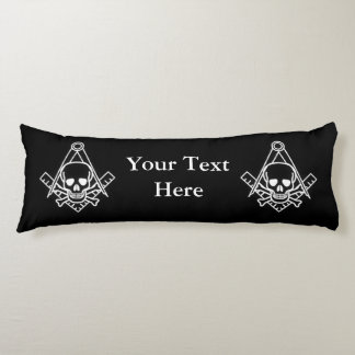 Square and Compass with Inset Skull Body Pillow