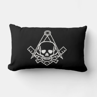 Square and Compass with Inset Skull Lumbar Pillow