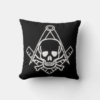 Square and Compass with Inset Skull Throw Pillow